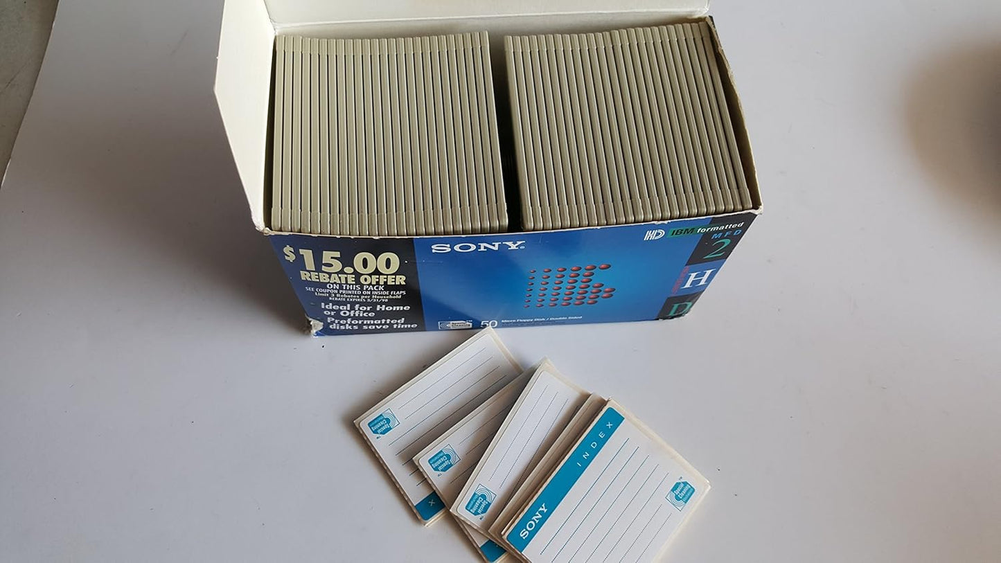 Sony 50MFD-2HD 3.5" IBM Formatted Floppy Disks 50-Pack