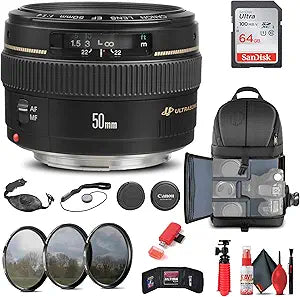 Canon EF 50mm f/1.4 USM Lens Bundle (Renewed)