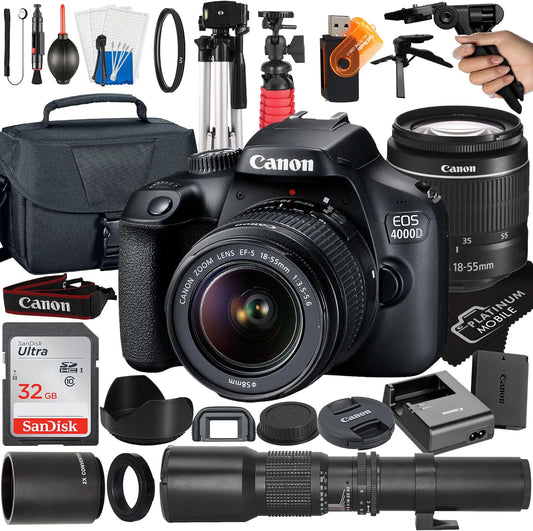 Canon EOS 4000D DSLR Camera Dual Lens Mega Bundle