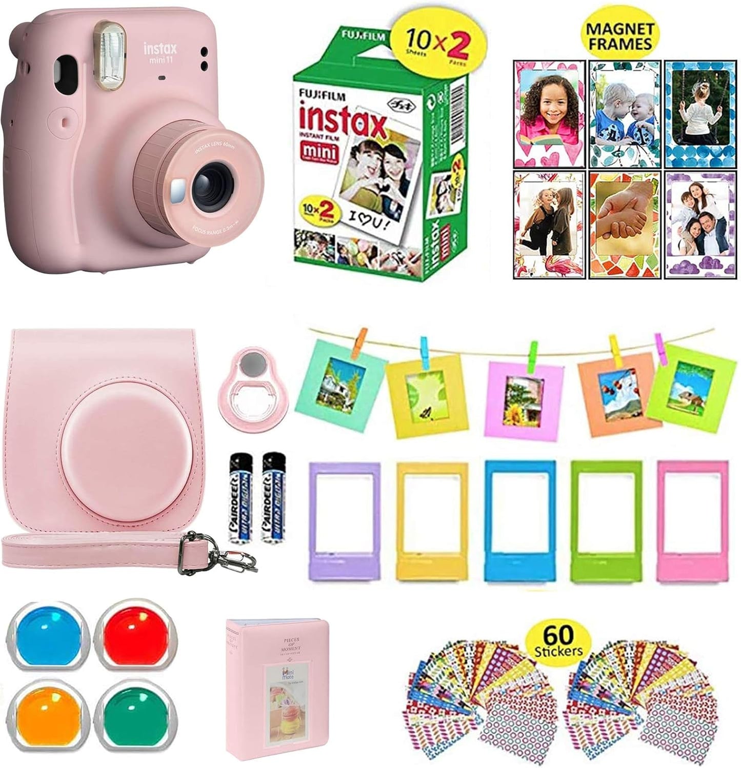 Fujifilm M11PRNT-1PK Instax Mini 11 Camera Bundle - Blush Pink