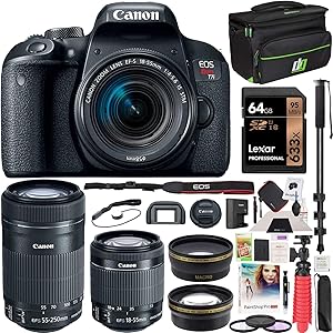 Canon E22CNDRT7I1855X2 Rebel T7i DSLR Two Lens Bundle