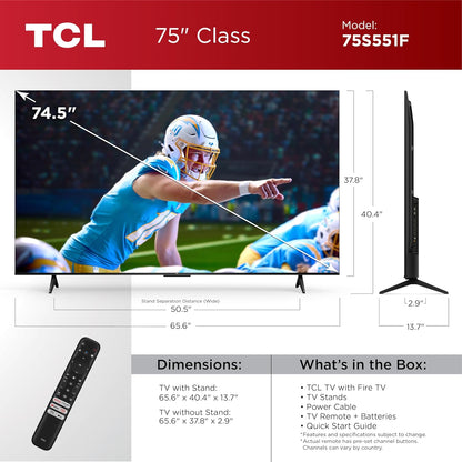 TCL 75S551F 75-Inch 4K UHD Fire TV 2024 Model