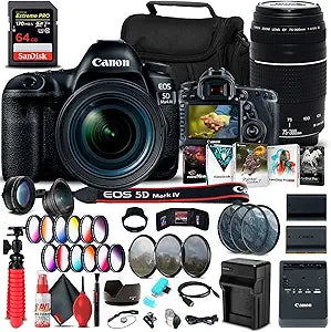 Canon EOS 5D Mark IV DSLR with 24-70mm Lens Kit (Renewed)