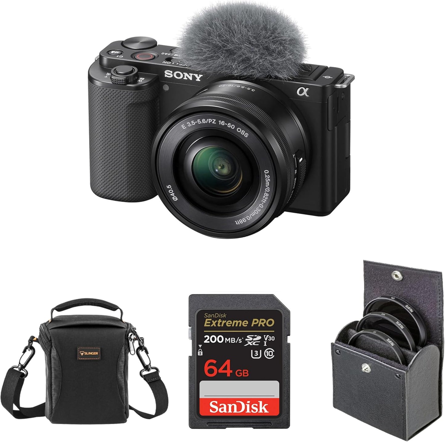 Sony ZV-E10 APS-C Mirrorless Vlogging Camera 16-50mm Lens Bundle