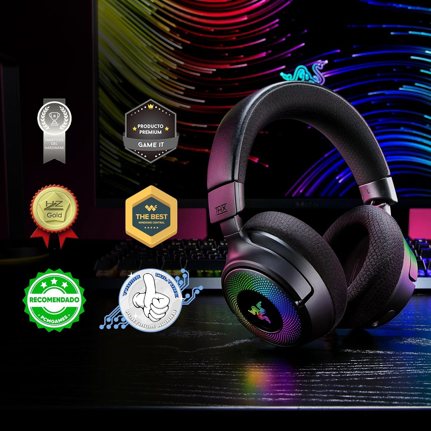 Razer Kraken V4 Wireless Gaming Headset RGB Mic Renewed