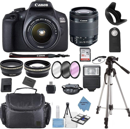 Canon EOS 2000D (Rebel T7) DSLR Camera 18-55mm Lens Kit Renewed