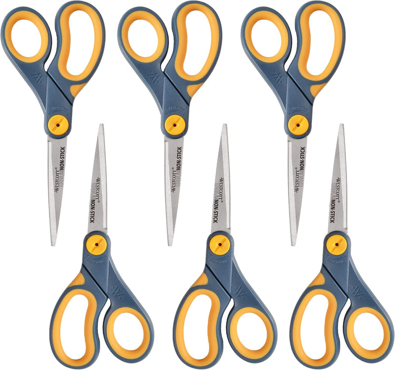 Westcott ‎17597 Non-Stick Titanium Scissors 8-Inch 6-Pack — main product image