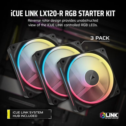 Corsair CO-9051050-WW iCUE Link LX120-R RGB Reverse Fans 3-Pack