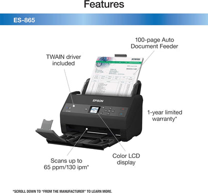 Epson ES-865 High-Speed Duplex Document Scanner