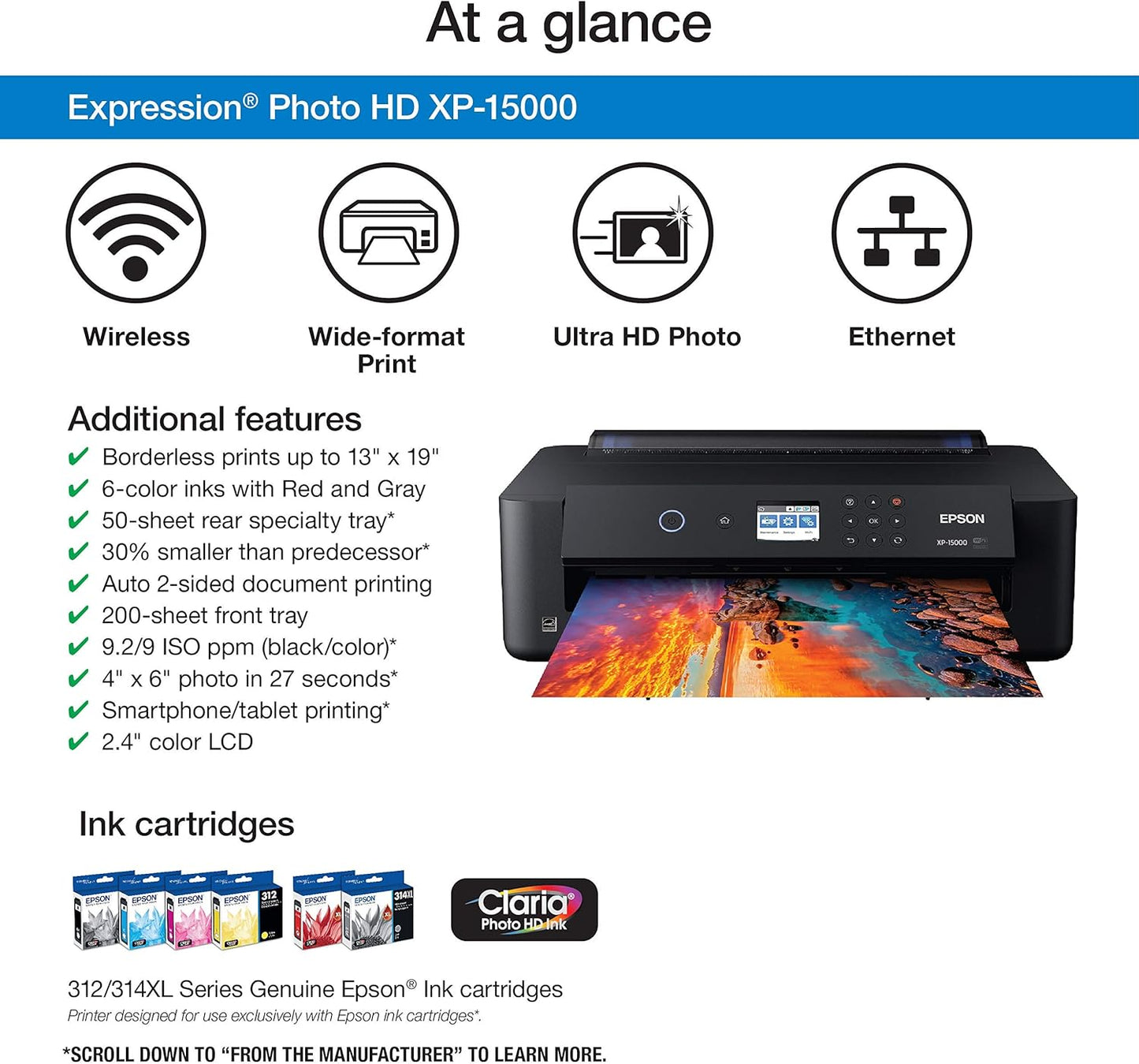 Epson XP-15000 Wireless Wide-Format Photo Printer Bundle