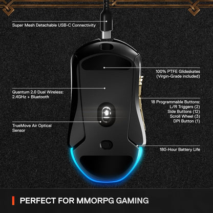 SteelSeries Aerox 9 Wireless WoW MMO Gaming Mouse