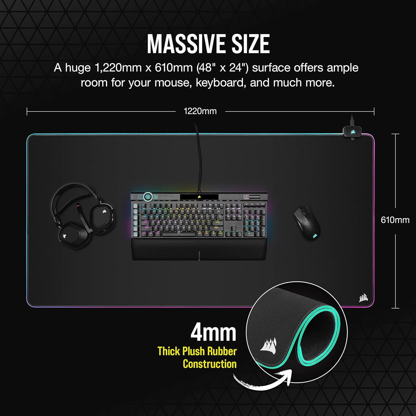Corsair CH-9417080-WW MM700 RGB Extended 3XL Gaming Mouse Pad