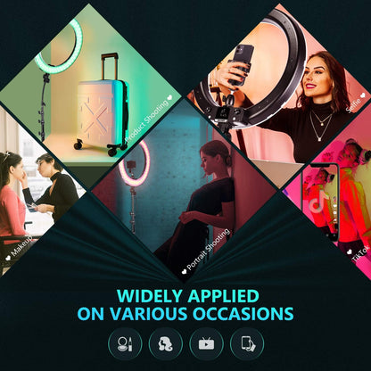 Neewer 18" RGB Ring Light with Stand Dimmable LED