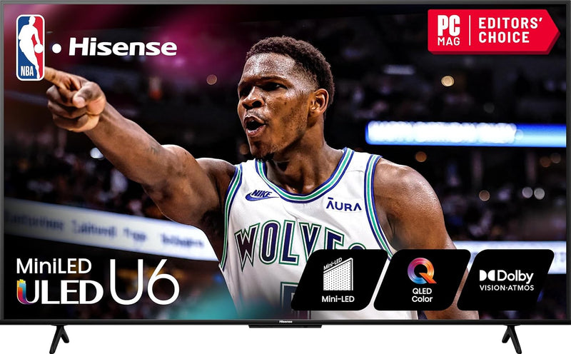 Hisense 65U6N 65-Inch ULED 4K Smart TV: Mini-LED, QLED, Google TV — main product image