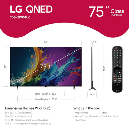 LG QNED80T 75-Inch 4K Smart TV (2024)
