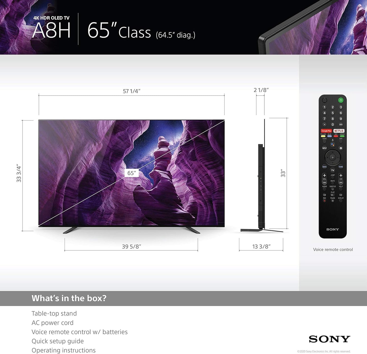 Sony XBR 65A8H Renewed 65-Inch OLED Android TV