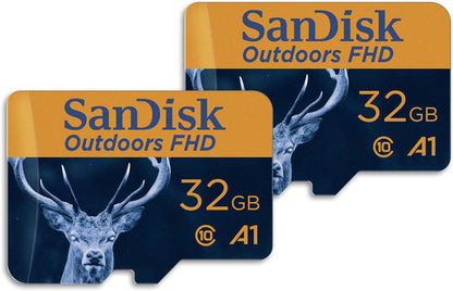 SanDisk SDSQUNR-032G Outdoors 32GB microSD Card 2-Pack for Trail Cams