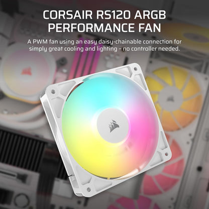 Corsair RS120 ARGB 120mm PWM White Fan Single
