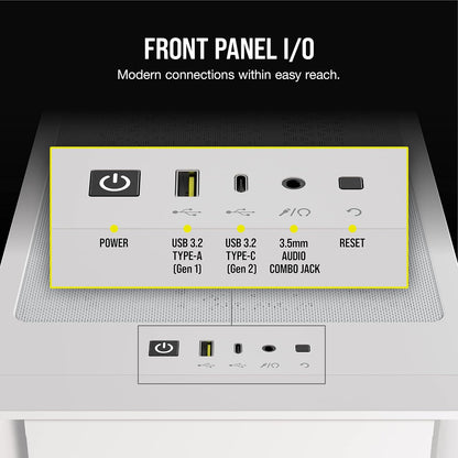 Corsair iCUE 4000D RGB Airflow: White Mid-Tower Case, 3x AF120 RGB Fans