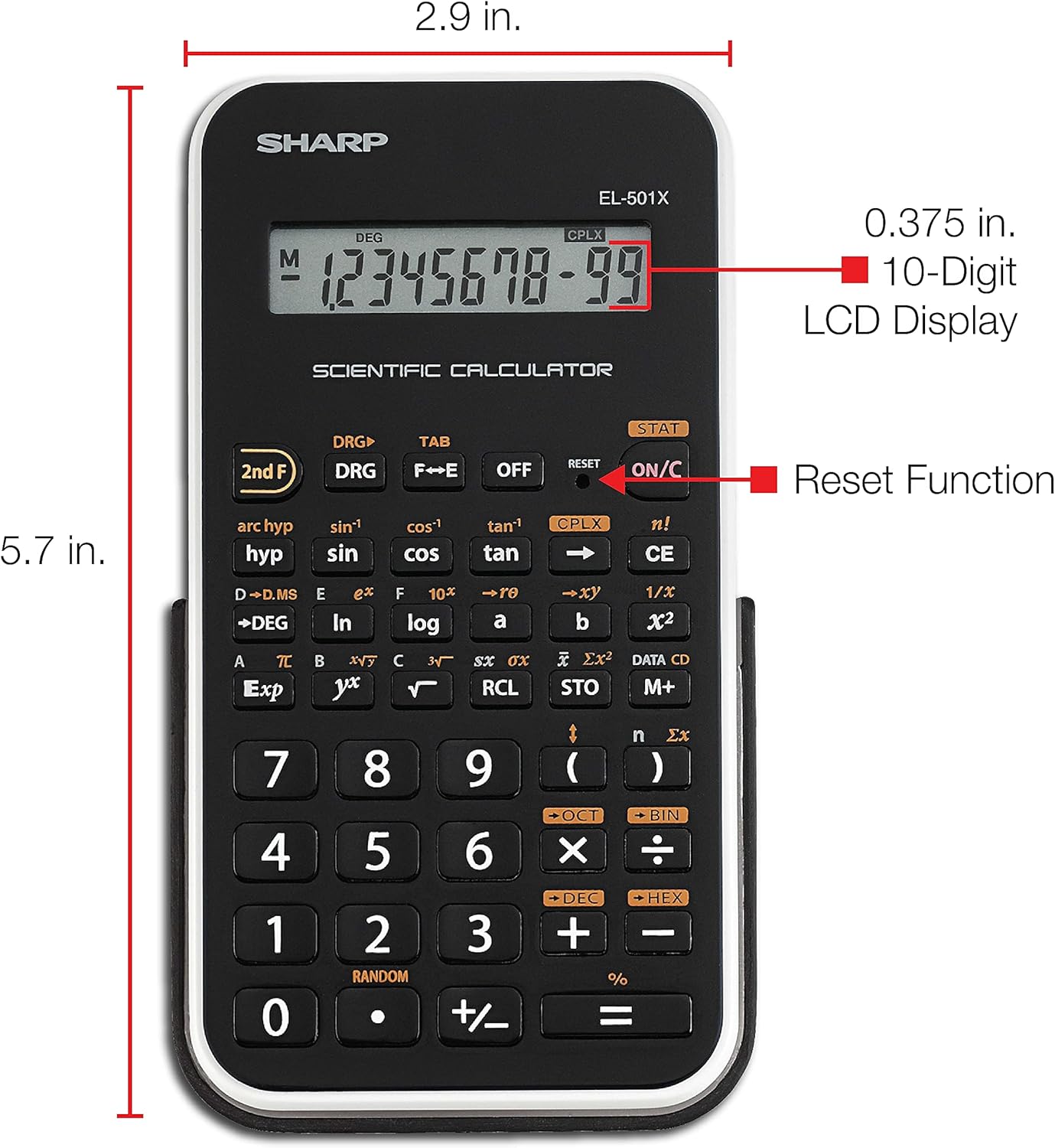 Sharp Sharp.EL-501XBWH Scientific Calculator 10-Digit LCD