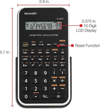 Sharp EL501XBWH Scientific Calculator - 10-Digit LCD