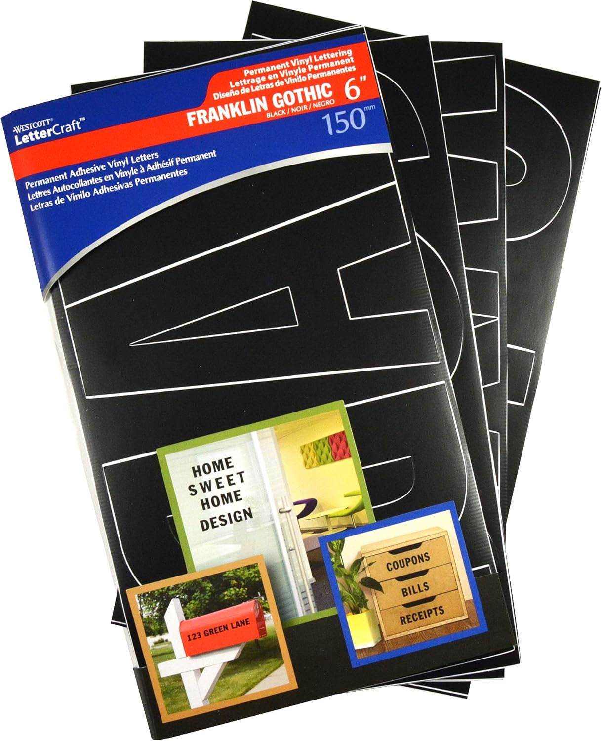 Westcott PF6-CN BLK/15855 LetterCraft 6" Vinyl Letters - Black