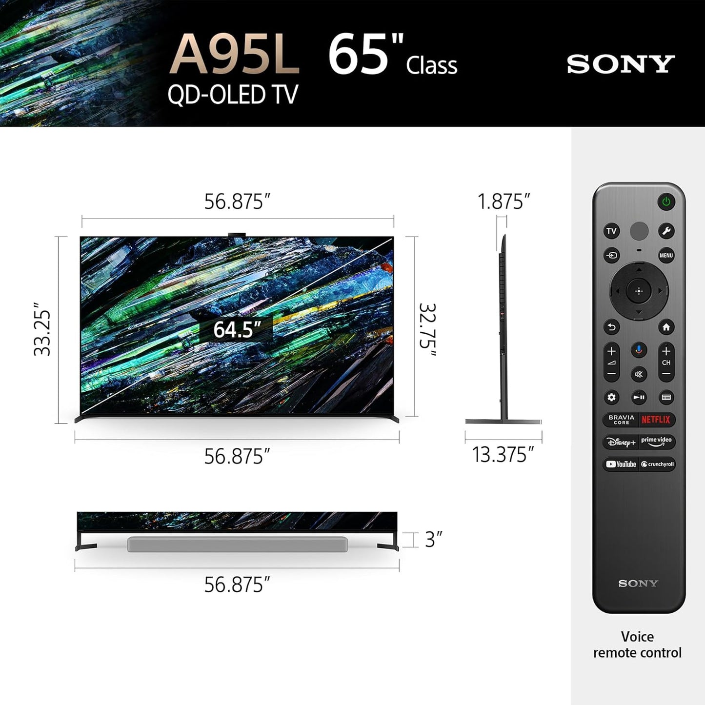 Sony BNDL_XR65A95L-7SPS4US1 65-Inch QD-OLED 4K Google TV Bundle