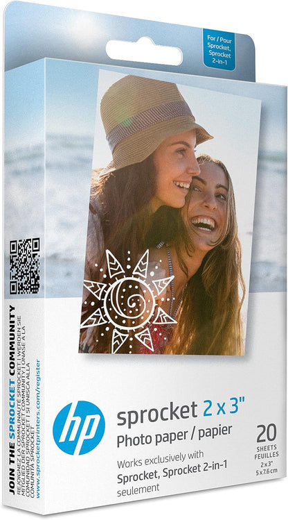 HP 1AH01A Sprocket 2x3" Zink Sticky Back Photo Paper