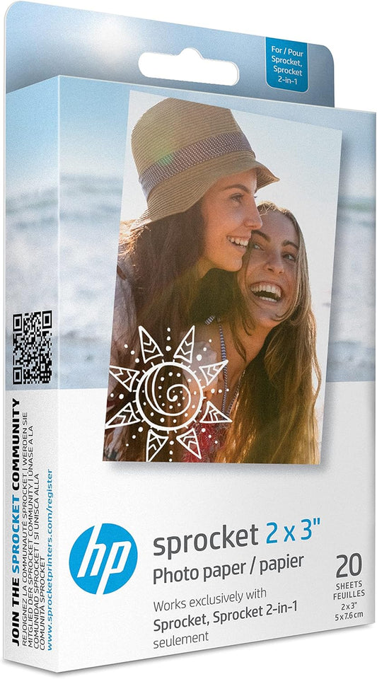 HP 1AH01A Sprocket 2x3" Zink Sticky Back Photo Paper