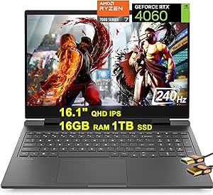 HP Victus 16 Gaming Laptop - 16.1" QHD 240Hz, Ryzen 7, RTX 4060