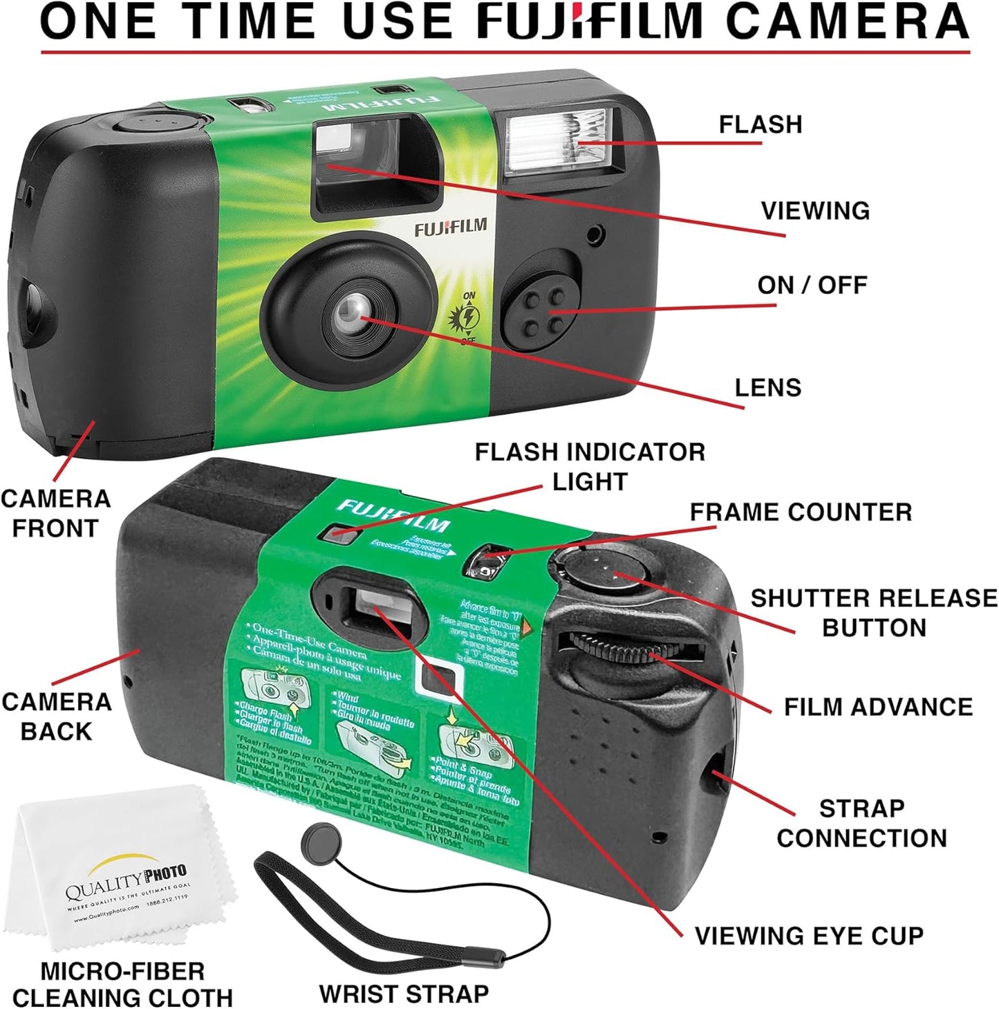 Fujifilm 3216575165 QuickSnap Flash 400 Disposable Camera - 5 Pack