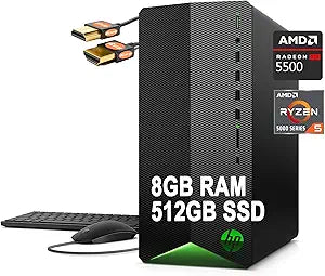 HP Pavilion Gaming Desktop Ryzen 5 5600G 8GB 512GB SSD Renewed