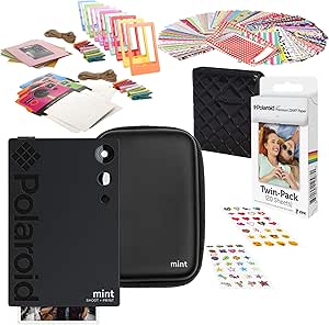 Polaroid AMZASK1SP02B Mint Instant Camera - Black Starter Kit