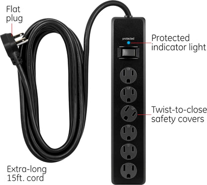 GE DFTQ-R188 6-Outlet Surge Protector 15Ft 4-Pack
