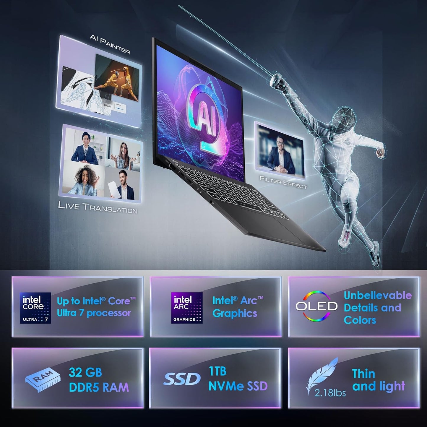 MSI PRE13EVOA2014 Prestige 13 AI+ Evo 2.8K OLED Laptop