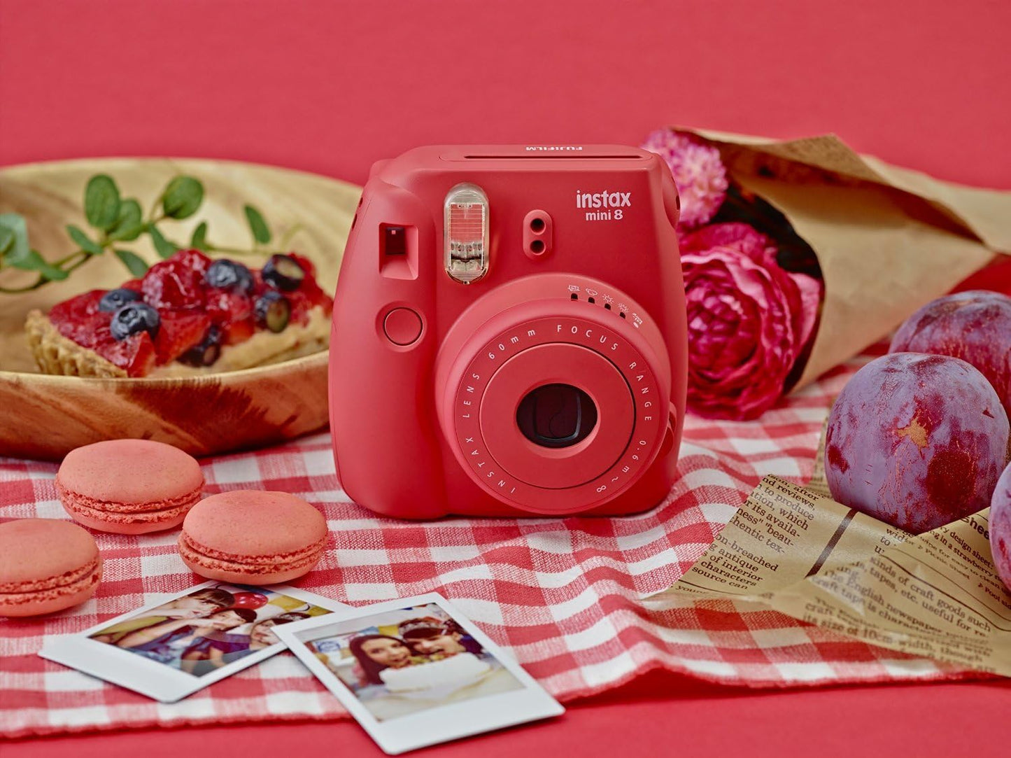 Fujifilm INSTAXMINI8-RSRB Raspberry Instant Film Camera (Renewed)