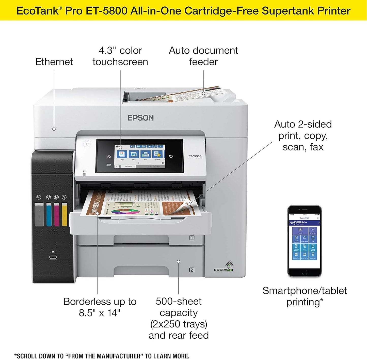 Epson ET-5800 EcoTank Pro Wireless All-in-One Printer
