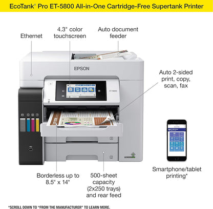 Epson ET-5800 EcoTank Pro Wireless All-in-One Printer