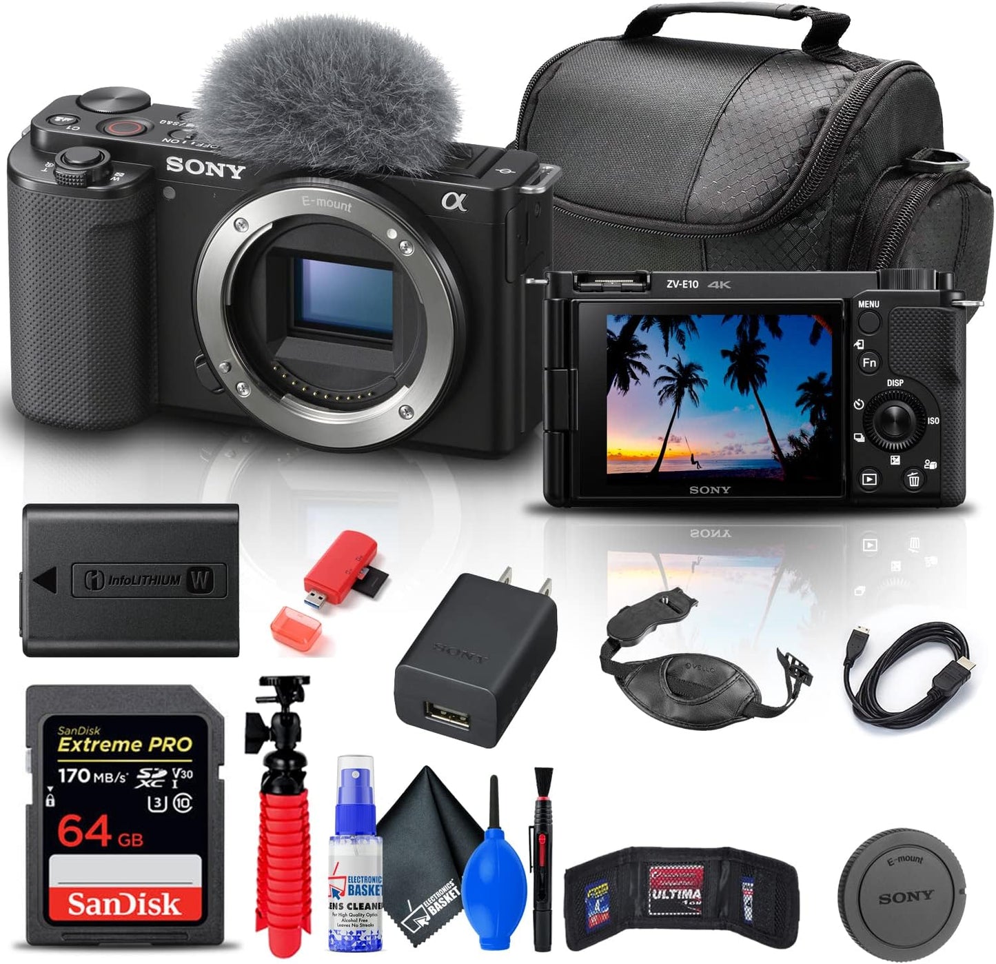 Sony ILCZV-E10/B ZV-E10 Mirrorless Vlogging Camera Bundle
