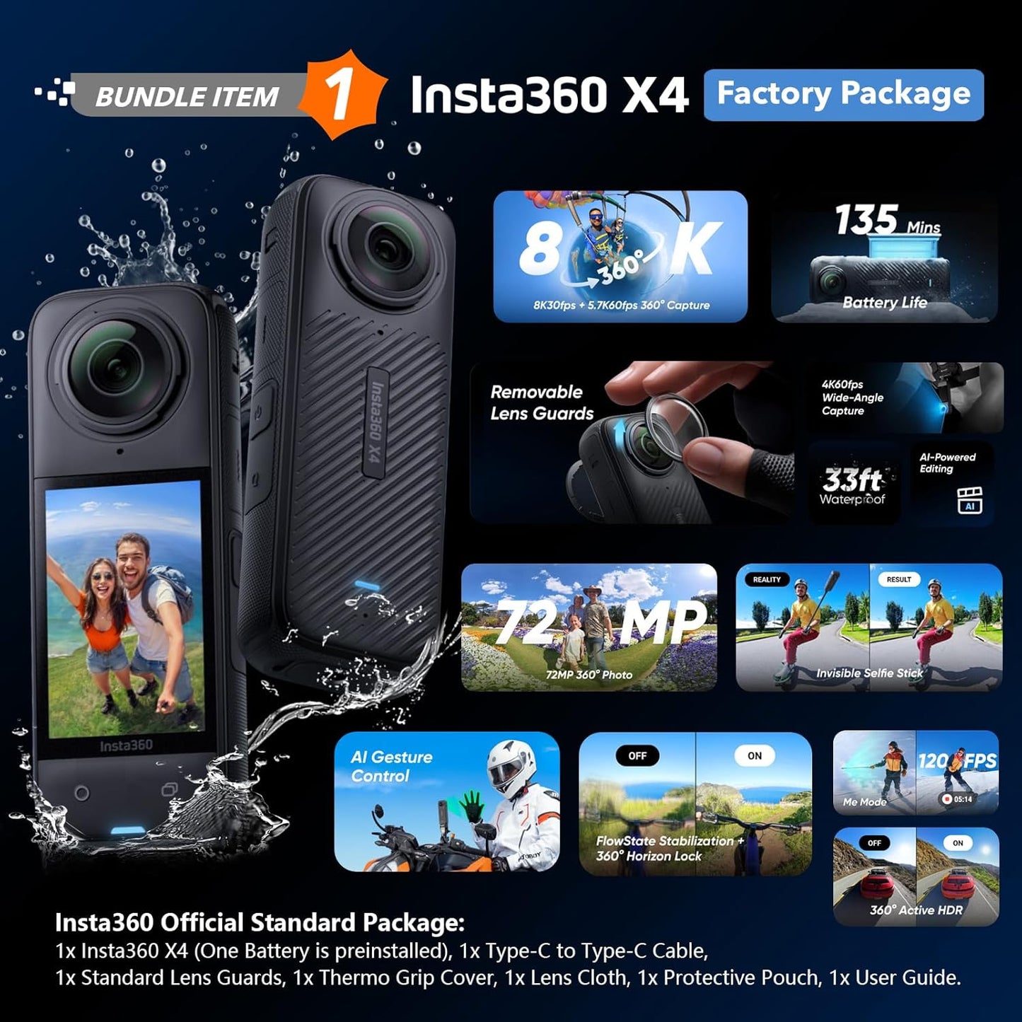 Insta360 X4 8K 360 Action Camera Elite Bundle