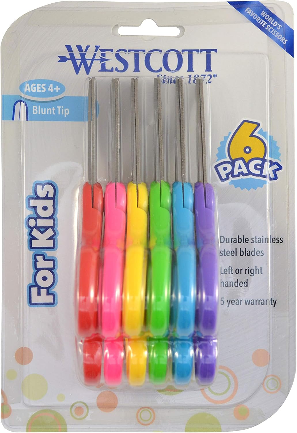 Westcott 16454 Kids' Safety Scissors 6-Pack