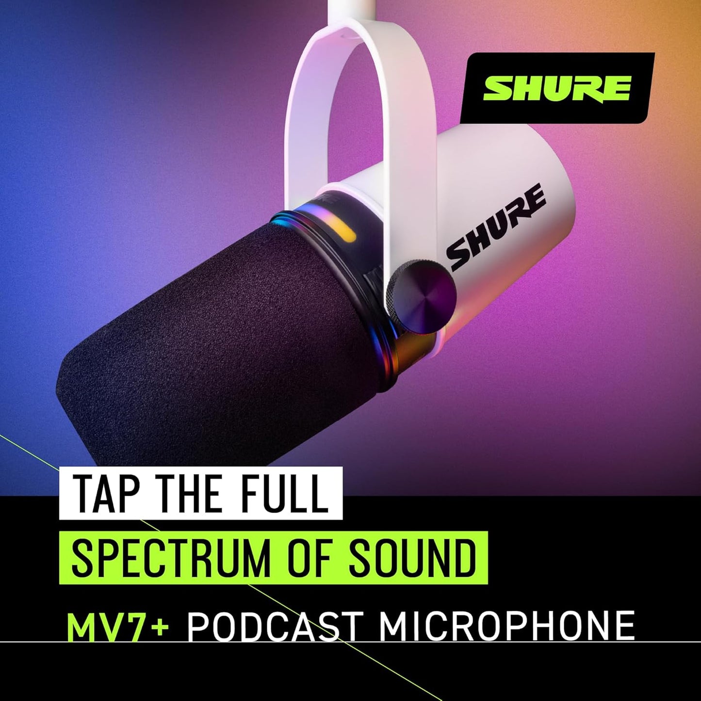 Shure MV7+-W Microphone, Podcast Dynamic USB/XLR, White