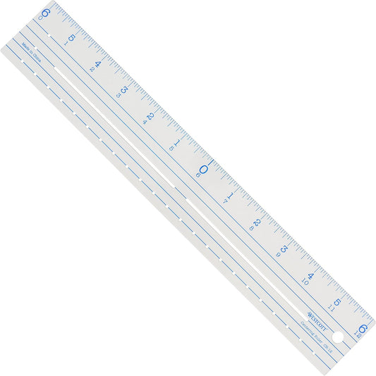 Westcott CR-12 12" Plastic Ruler - Zero Centering