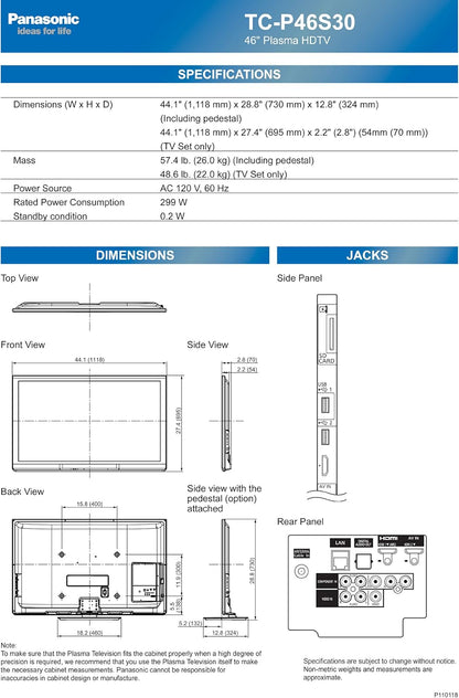 Panasonic TC-P46S30 46-Inch VIERA 1080p Plasma HDTV