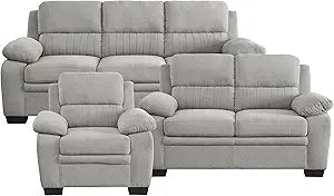 Lexicon Jett 3-Piece Living Room Set Light Gray