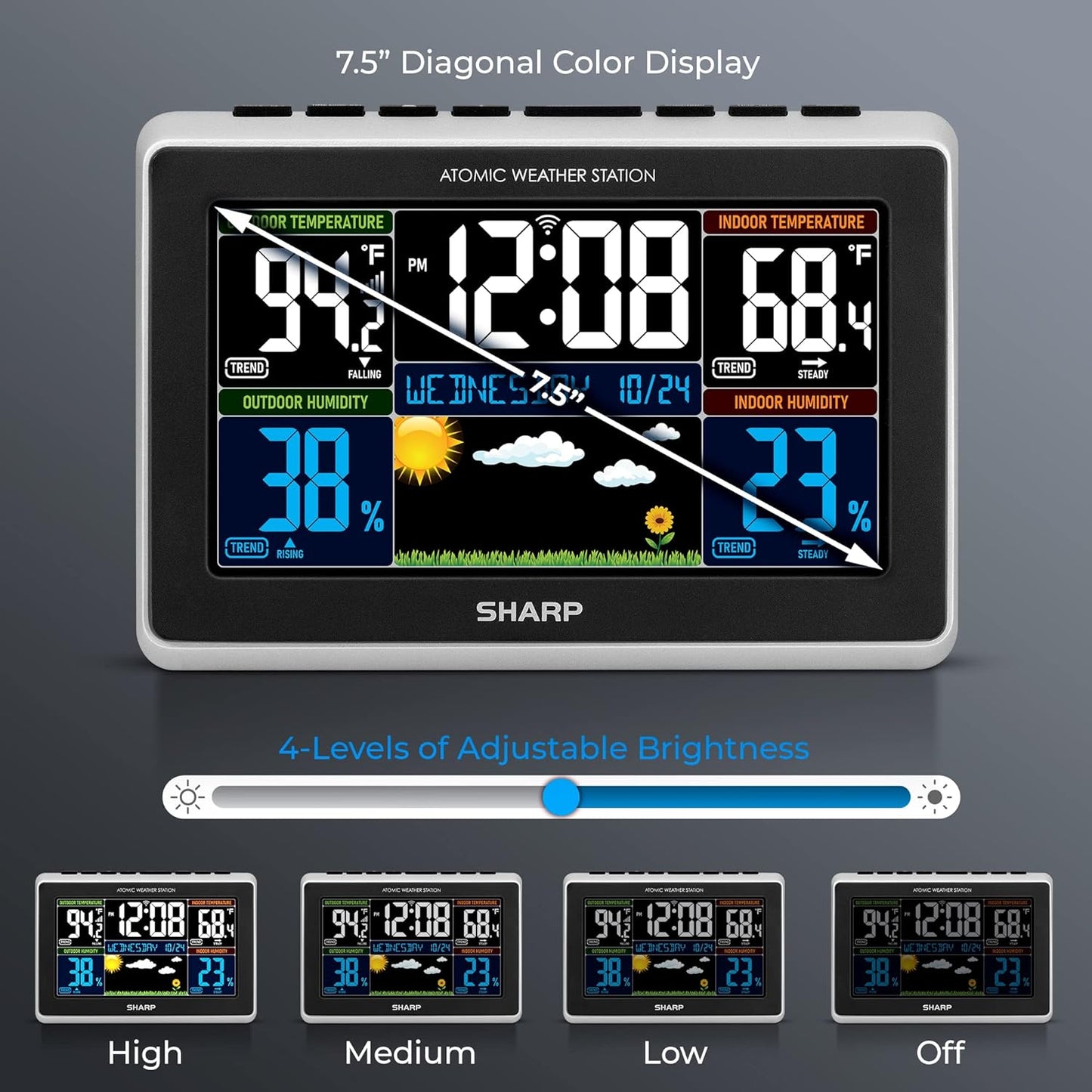 Sharp SPC1027AMZ Weather Station Atomic Clock