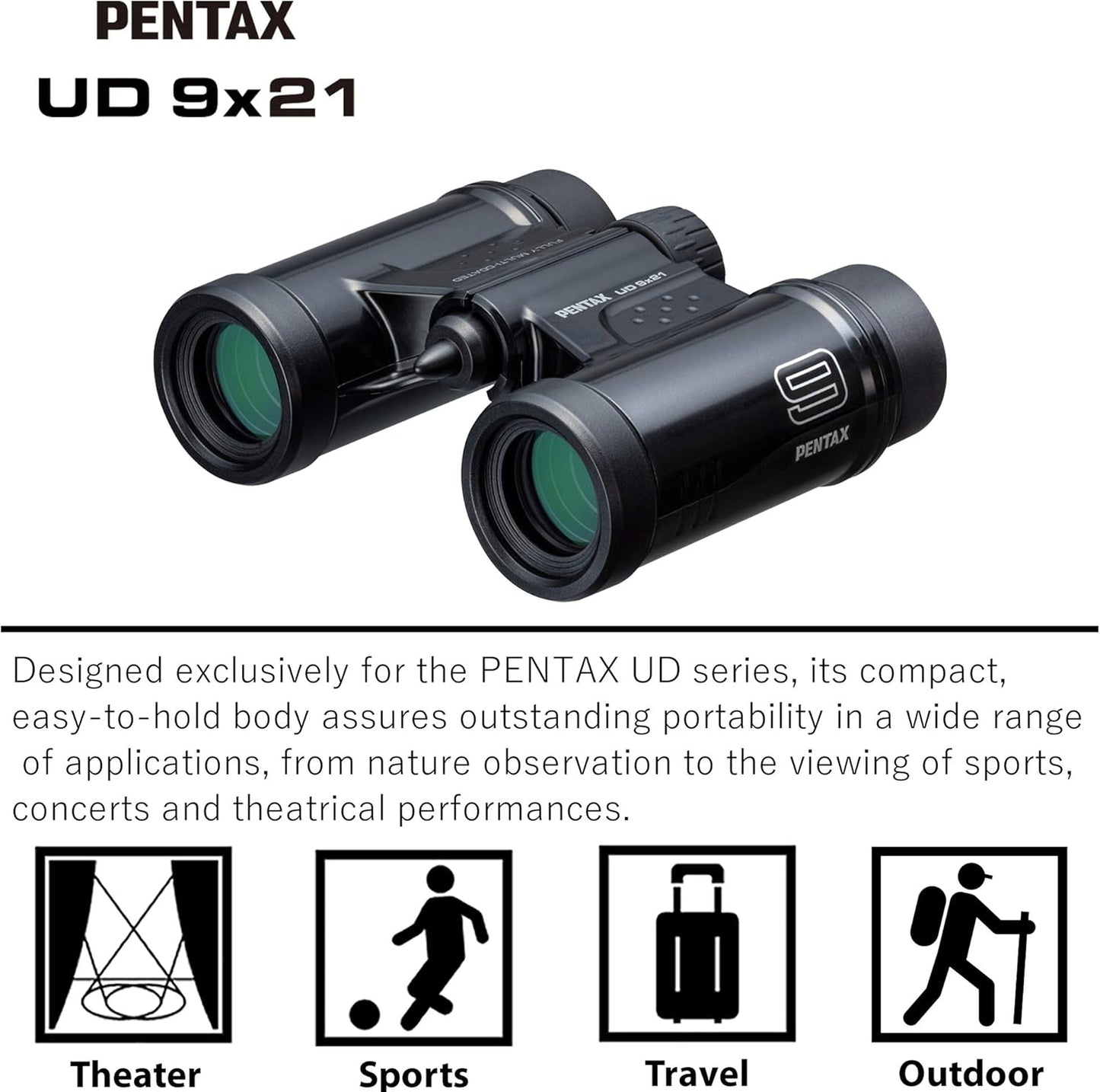 Pentax 61811 UD 9x21 Compact Binoculars - Black