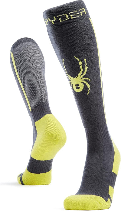 Spyder 198064 Sweep Mens Ski Socks, Ebony Citron, Medium