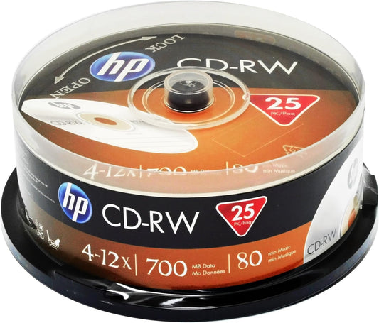 HP CRW12025CB CD-RW 12X IN 25PK Cake Box