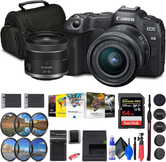 Canon EOS R8 Kit: RF 24-50mm Lens, 64GB, Software - Renewed